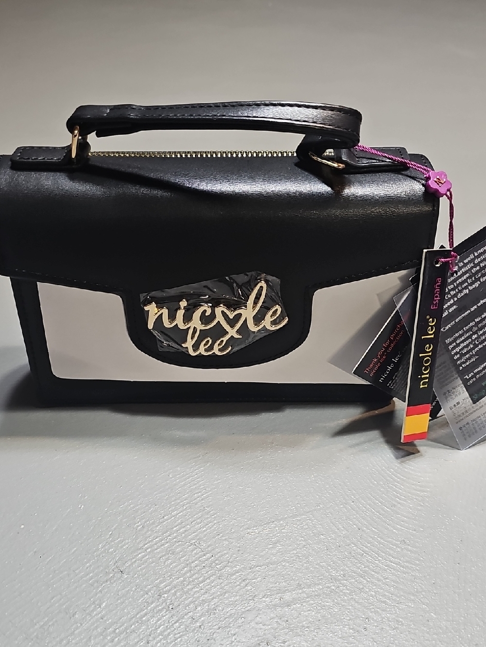 Nicole Lee Elegant Black Leather Crossbody Wallet Shoulder Bag Organizer NWT